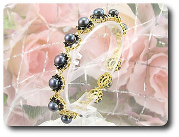130x2mm Black Sapphire & Pearl Bracelet