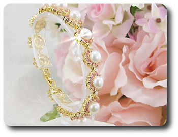 130x2mm Pink Sapphire & Pearl Bracelet