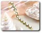 130x2mm Green Emerald & Pearl Bracelet