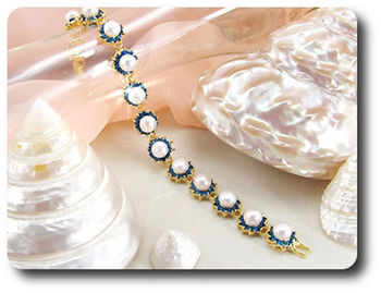 BRACELET SAPHIR BLEU & PERLES