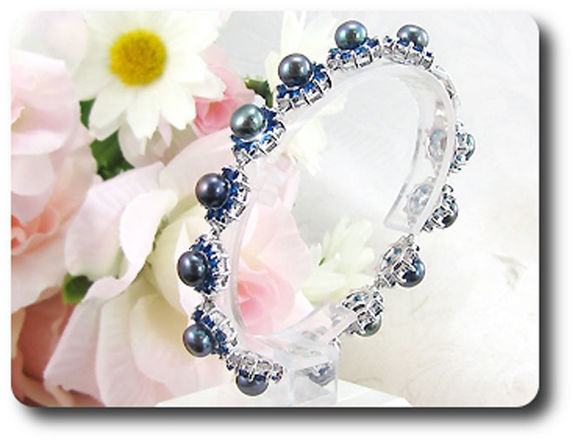 BRACELET SAPHIR BLEU & PERLES