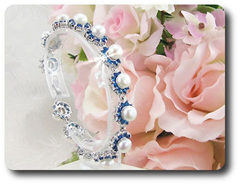 BRACELET SAPHIR BLEU & PERLES