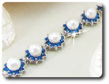 BRACELET SAPHIR BLEU & PERLES