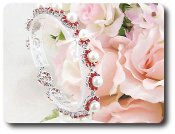 130x2mm Red Ruby & Pearl Bracelet