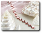 130x2mm Red Ruby & Pearl Bracelet
