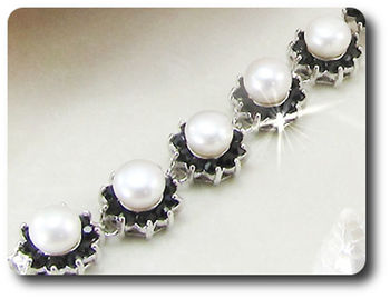 BRACELET SAPHIR NOIR & PERLES