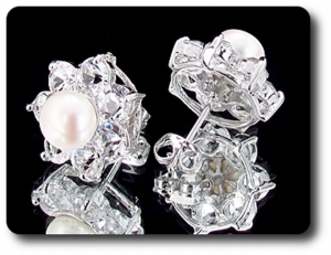 21x5mm White Topaz & Pearl Pendant Earrings Set