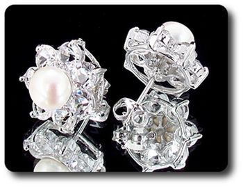 21x5mm White Topaz & Pearl Pendant Earrings Set