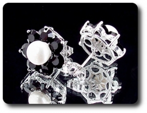 21x5mm Black Sapphire & Pearl Pendant Earrings Set