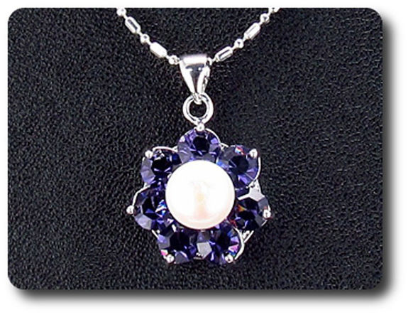 21x5mm Purple Amethyst & Pearl Pendant Earrings Set