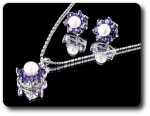 21x5mm Purple Amethyst & Pearl Pendant Earrings Set