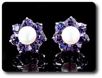 21x5mm Purple Amethyst & Pearl Pendant Earrings Set