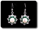 24x3mm Green Emerald & Pearl Pendant Earrings Set