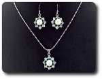 24x3mm Green Emerald & Pearl Pendant Earrings Set