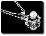 24x3mm Black Sapphire & Pearl Pendant Earrings Set