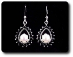 41x3mm Black Sapphire & Pearl Pendant Earrings Set