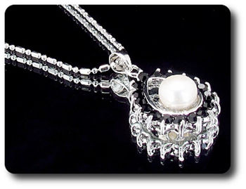 41x3mm Black Sapphire & Pearl Pendant Earrings Set