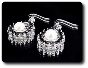 41x3mm Black Sapphire & Pearl Pendant Earrings Set