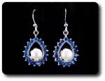 41x3mm Blue Sapphire & Pearl Pendant Earrings Set