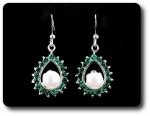 41x3mm Green Emerald & Pearl Pendant Earrings Set