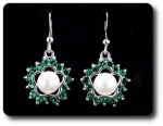45x3mm Green Emerald & Pearl Pendant Earrings Set