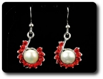 36x3mm Red Ruby & Pearl Pendant Earrings Set