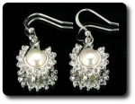 36x3mm White Topaz & Pearl Pendant Earrings Set