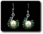 36x3mm Green Emerald & Pearl Pendant Earrings Set