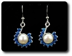 36x3mm Blue Sapphire & Pearl Pendant Earrings Set