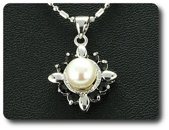 24x3mm Black Sapphire & Pearl Pendant Earrings Set