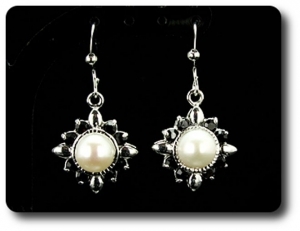 24x3mm Black Sapphire & Pearl Pendant Earrings Set