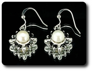 24x3mm Black Sapphire & Pearl Pendant Earrings Set