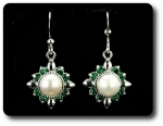 24x3mm Green Emerald & Pearl Pendant Earrings Set