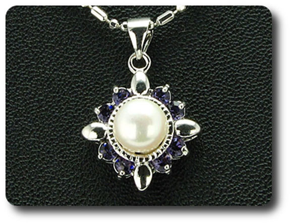 24x3mm Purple Amethyst & Pearl Pendant Earrings Set