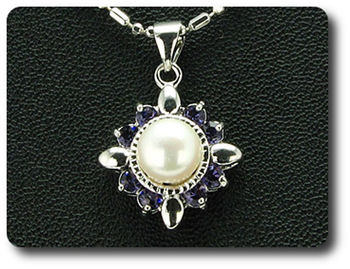 24x3mm Purple Amethyst & Pearl Pendant Earrings Set
