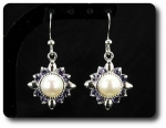 24x3mm Purple Amethyst & Pearl Pendant Earrings Set