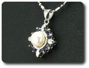 24x3mm Purple Amethyst & Pearl Pendant Earrings Set