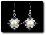 36x3mm Purple Amethyst & Pearl Pendant Earrings Set