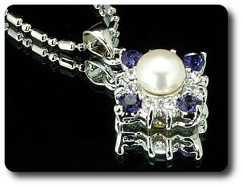 36x3mm Purple Amethyst & Pearl Pendant Earrings Set