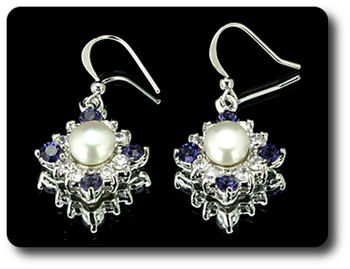 36x3mm Purple Amethyst & Pearl Pendant Earrings Set