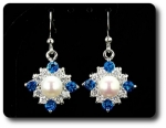 36x3mm Blue Sapphire & Pearl Pendant Earrings Set