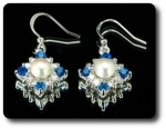 36x3mm Blue Sapphire & Pearl Pendant Earrings Set