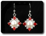36x3mm Red Ruby & Pearl Pendant Earrings Set