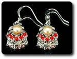 15x3mm Red Ruby & Pearl Pendant Earrings Set