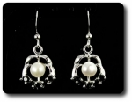 15x3mm Black Sapphire & Pearl Pendant Earrings Set