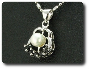 15x3mm Black Sapphire & Pearl Pendant Earrings Set