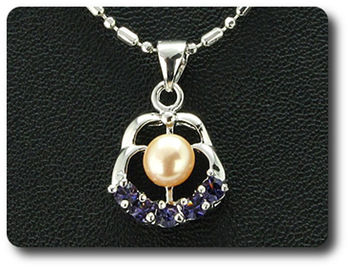 15x3mm Purple Amethyst & Pearl Pendant Earrings Set