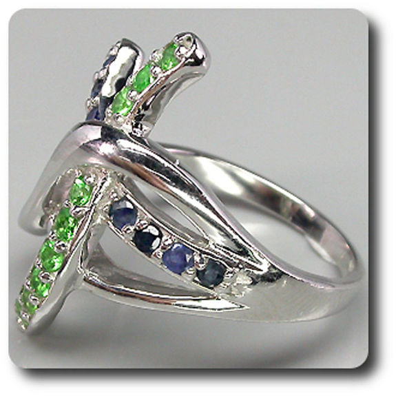 BAGUE SAPHIR & GRENAT TSAVORITE