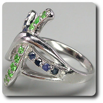 BAGUE SAPHIR & GRENAT TSAVORITE