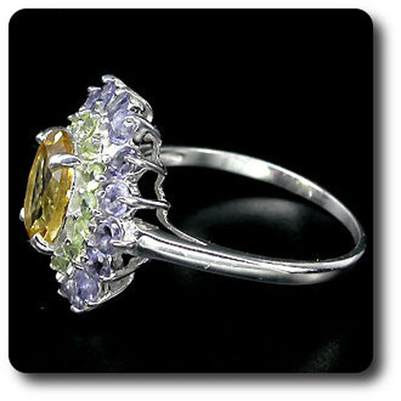 CITRINE PERIDOT IOLITE RING